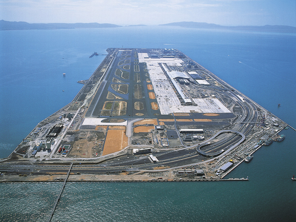 Kansai Airport, Osaka, built on an artificial island